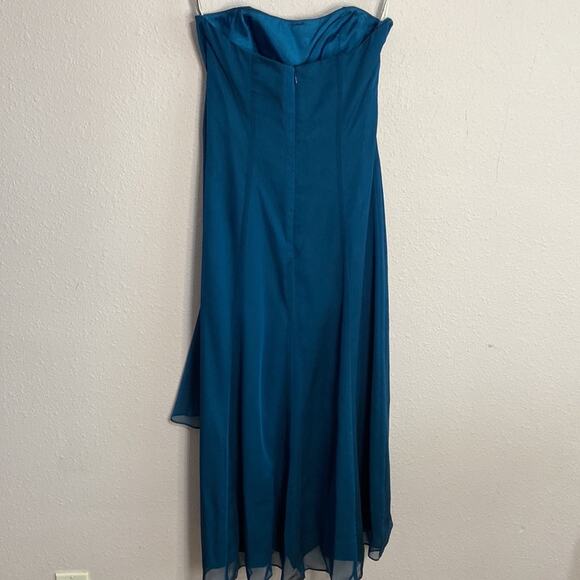 David’s Bridal Women Teal Bride’s Maid Strapless Tube Style Dress Size 6 - Picture 4 of 8